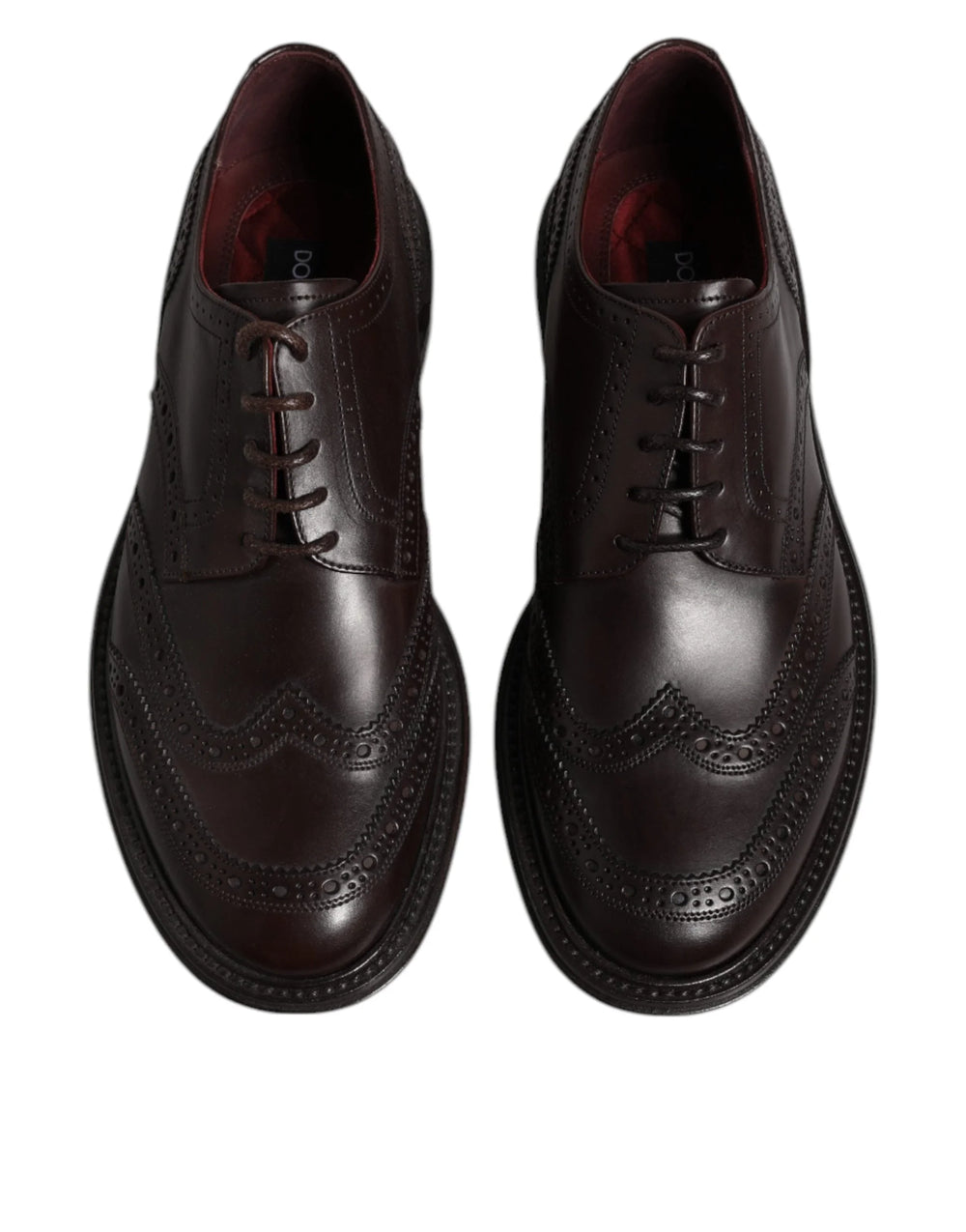 Dolce & Gabbana Brown Leather Derby Wingtip Lace Up Formal Dress Shoes - EU39/US6 - Shoes