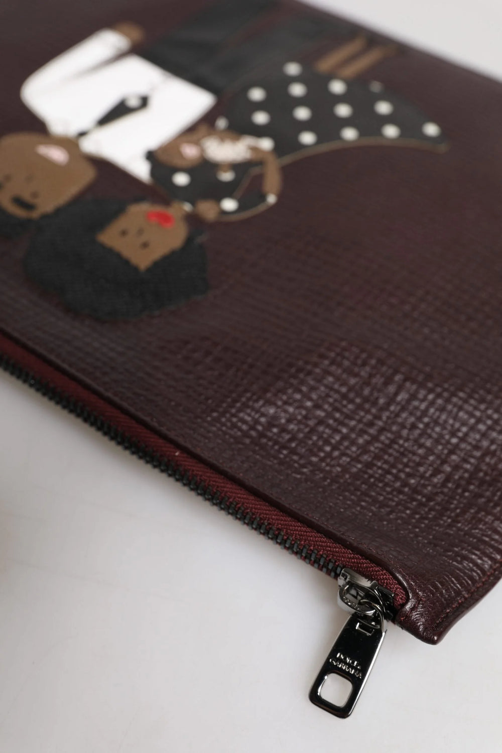 Dolce & Gabbana Brown Leather #DGFAMILY Embellished Men Clutch Pouch Bag - Clutch Bags