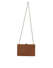 Dolce & Gabbana Brown Leather Gold Frame Clutch Mini Crossbody Bag - Cross Body Bags