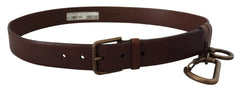 Dolce & Gabbana Brown Leather Gold Metal Buckle Carabiner Belt - 90 cm / 36 Inches - Belts