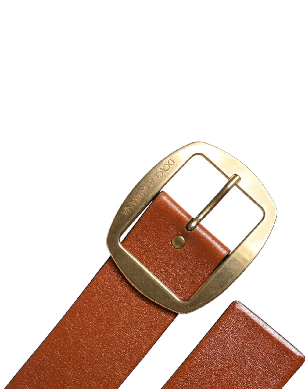 Dolce & Gabbana Brown Leather Gold Metal Buckle Classic Belt - 90 cm / 36 Inches - Belts