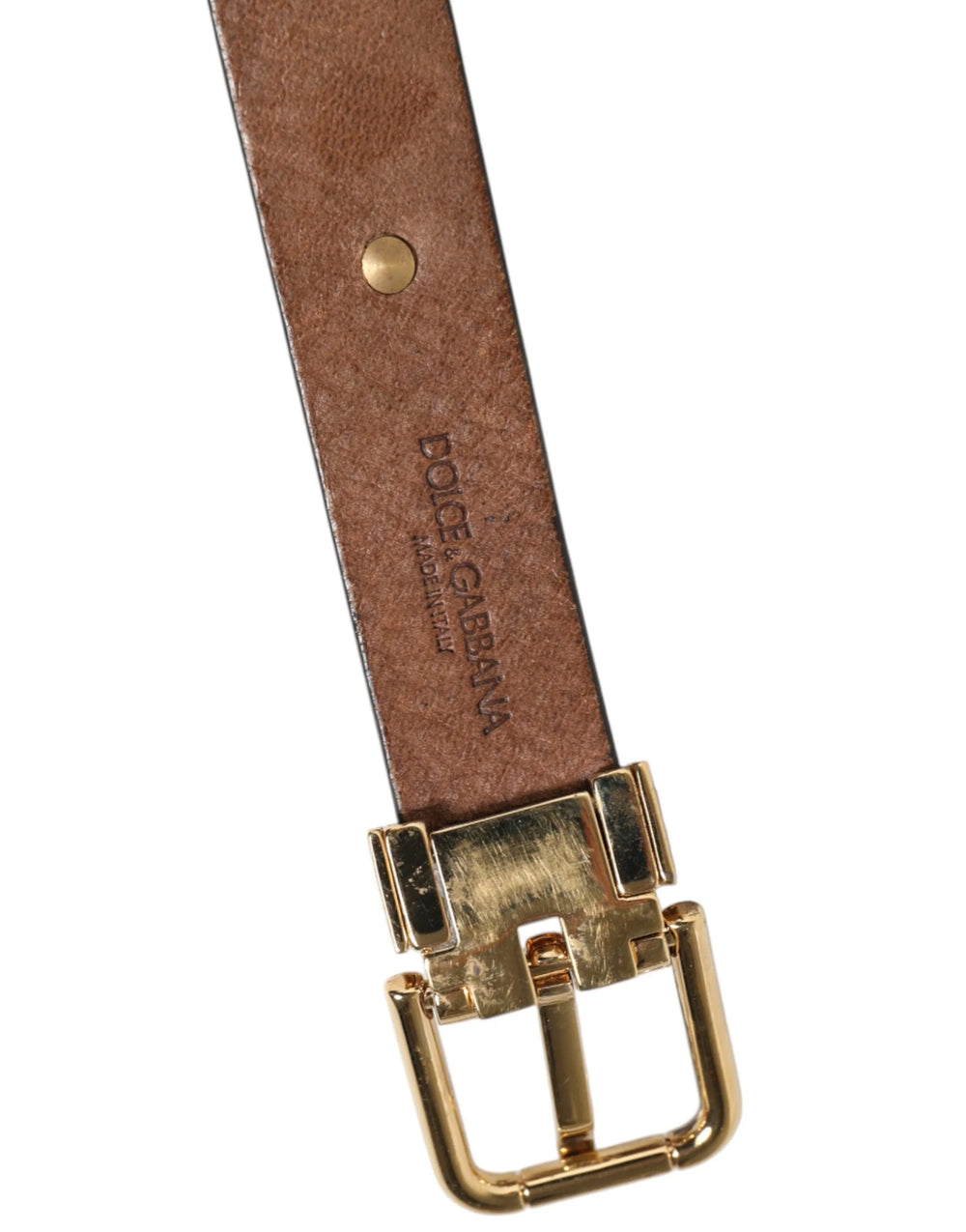 Dolce & Gabbana Brown Leather Gold Silver Coin Buckle Belt - 90 cm / 36 Inches
