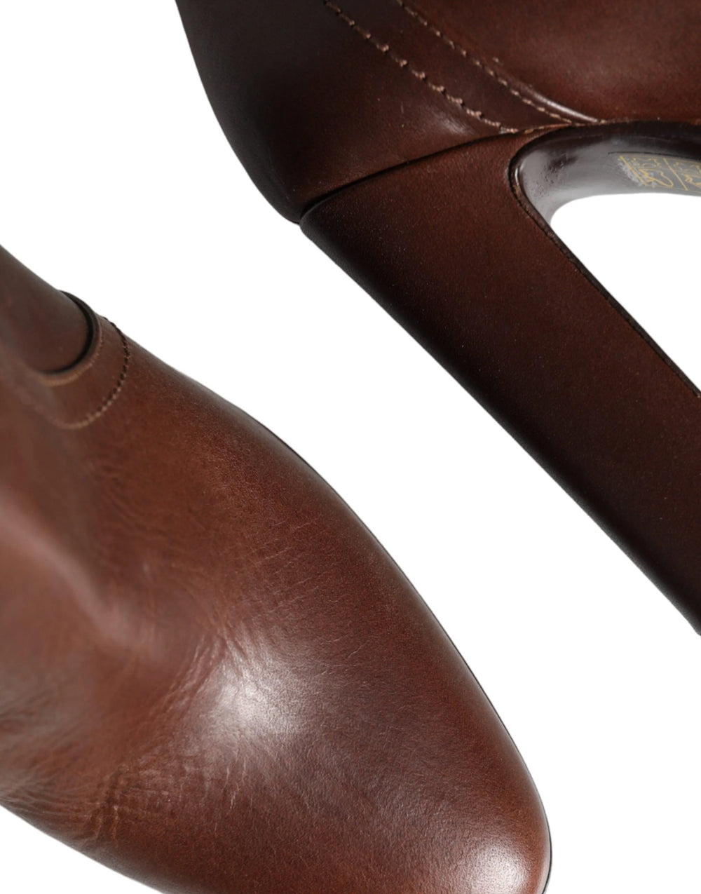 Dolce & Gabbana Brown Leather Heels Mid Calf Boots Shoes - EU35/US4.5