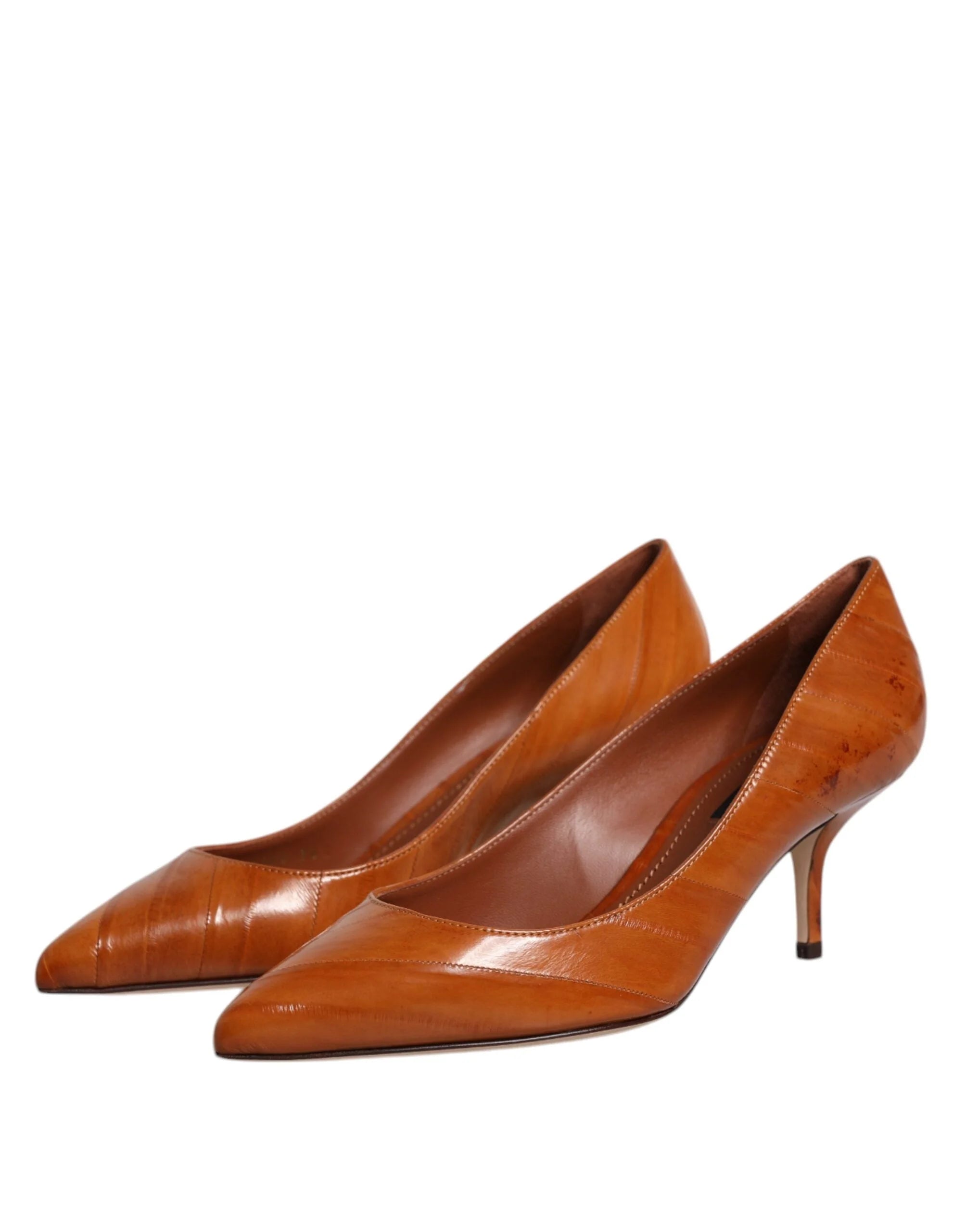 Dolce & Gabbana Brun Skinn Kitten Hæler Pumps Sko - EU36.5/US6