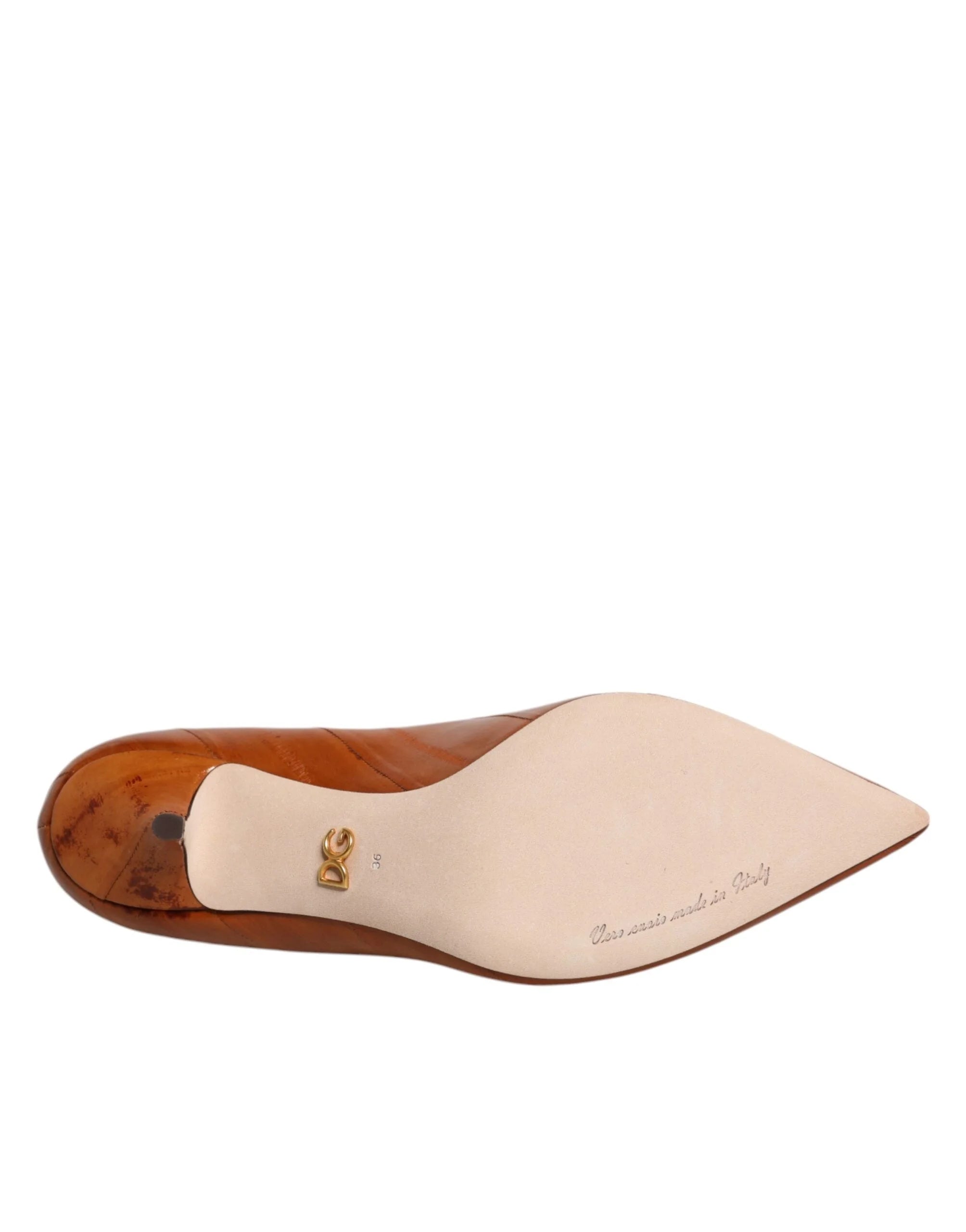 Dolce & Gabbana Brun Skinn Kitten Hæler Pumps Sko - EU36.5/US6