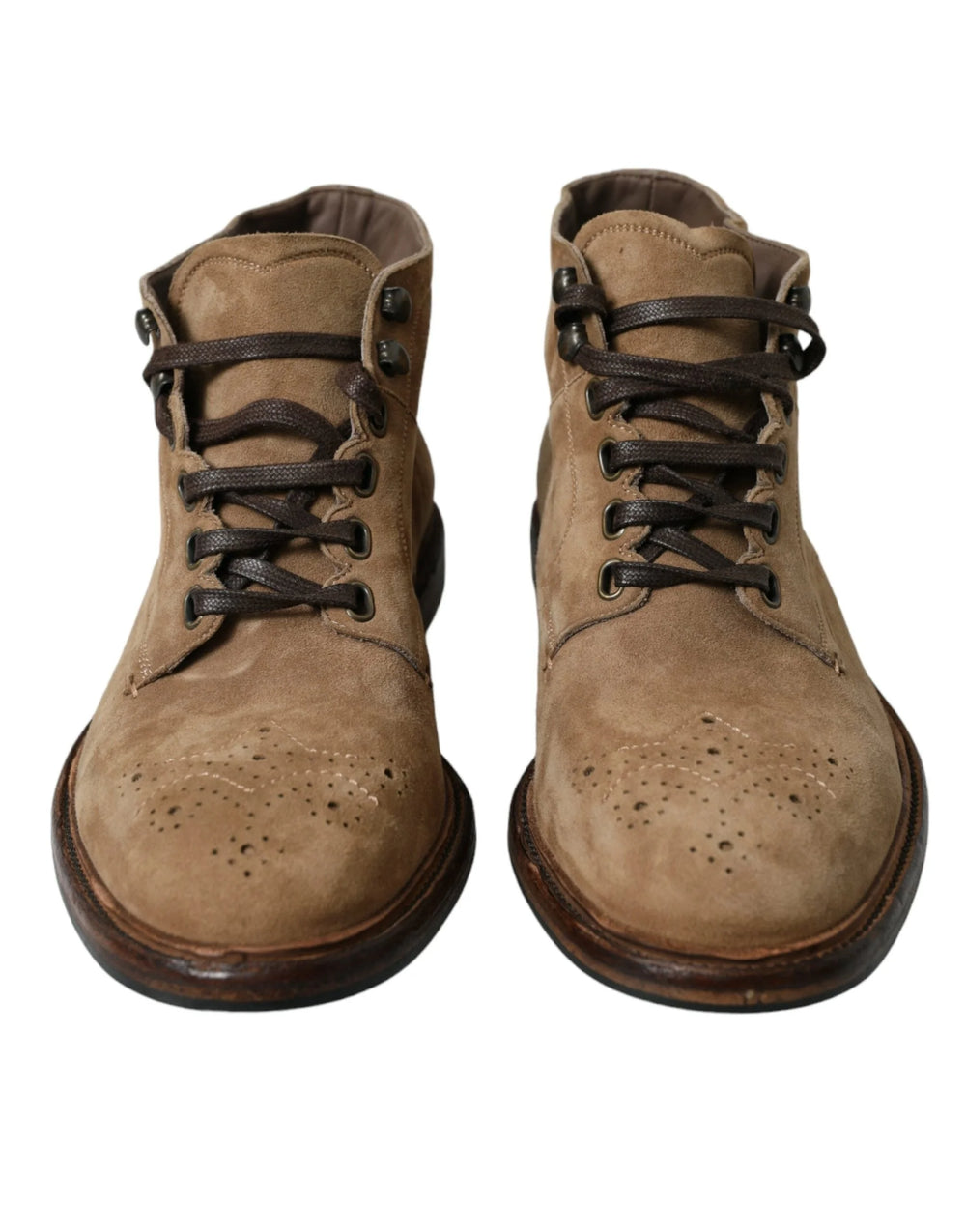 Dolce & Gabbana Brown Leather Lace Up Ankle Boots Shoes - EU41.5/US8.5 - Boots