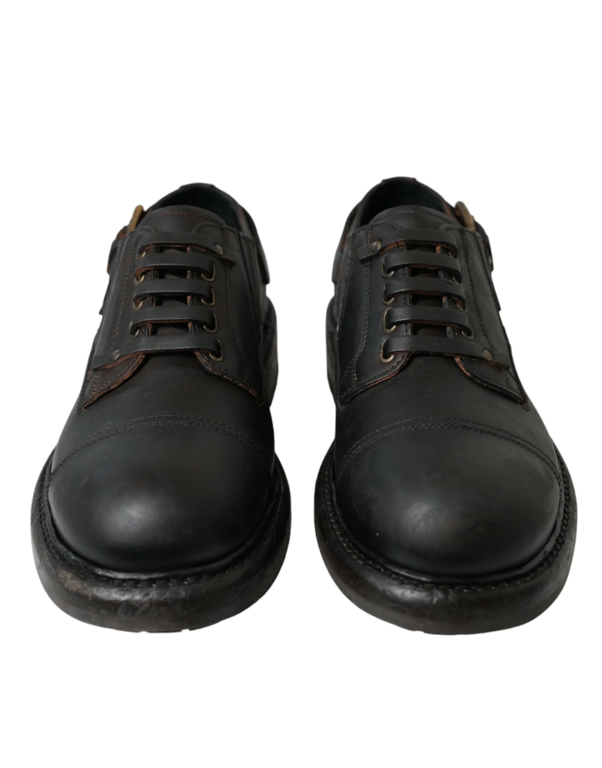 Dolce & Gabbana Brown Leather Lace Up Derby Men Dress Shoes - EU40/US7