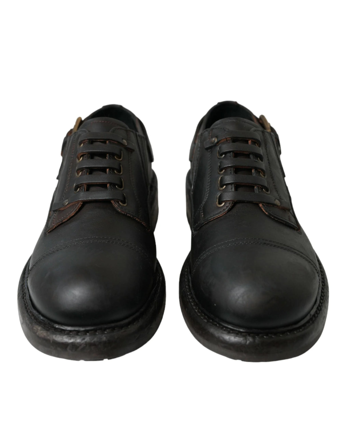 Dolce & Gabbana Brown Leather Lace Up Derby Men Dress Shoes - EU40/US7