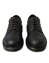 Dolce & Gabbana Brown Leather Lace Up Derby Men Dress Shoes - EU40/US7