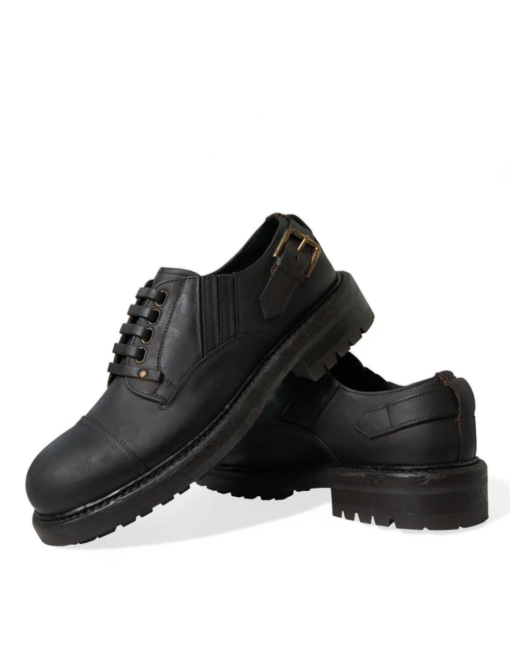 Dolce & Gabbana Brown Leather Lace Up Derby Men Dress Shoes - EU40/US7