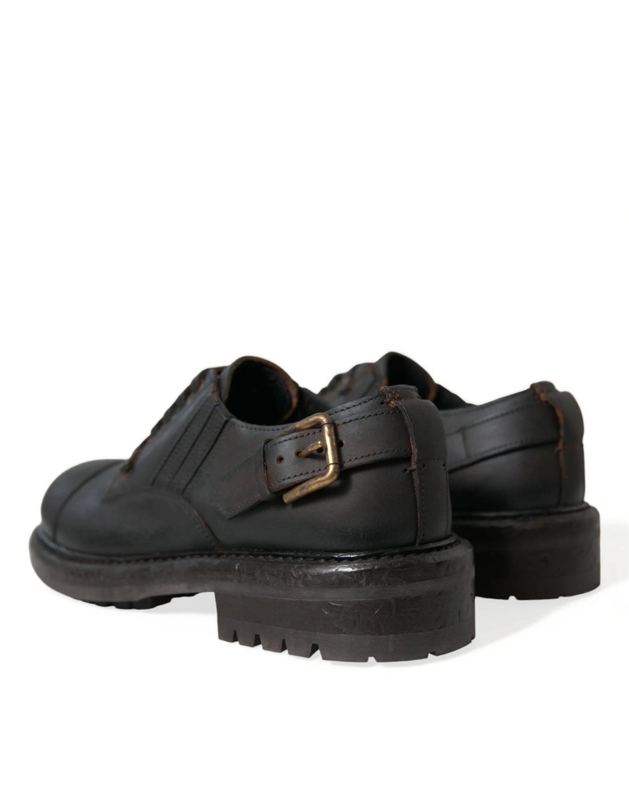 Dolce & Gabbana Brown Leather Lace Up Derby Men Dress Shoes - EU40/US7