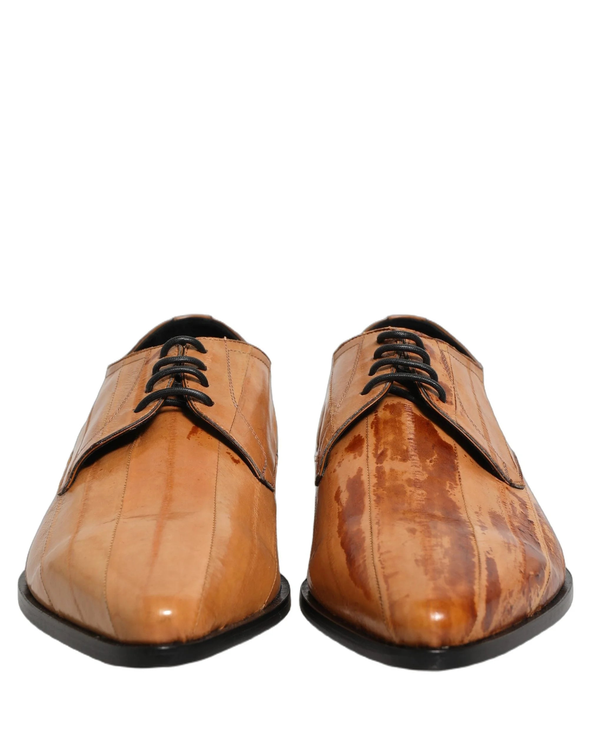 Dolce & Gabbana Brown Leather Lace Up Men Derby Dress Shoes - EU44/US11