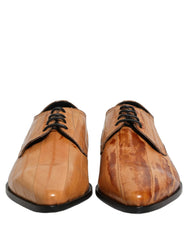 Dolce & Gabbana Brown Leather Lace Up Men Derby Dress Shoes - EU44/US11