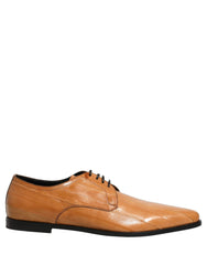 Dolce & Gabbana Brown Leather Lace Up Men Derby Dress Shoes - EU44/US11