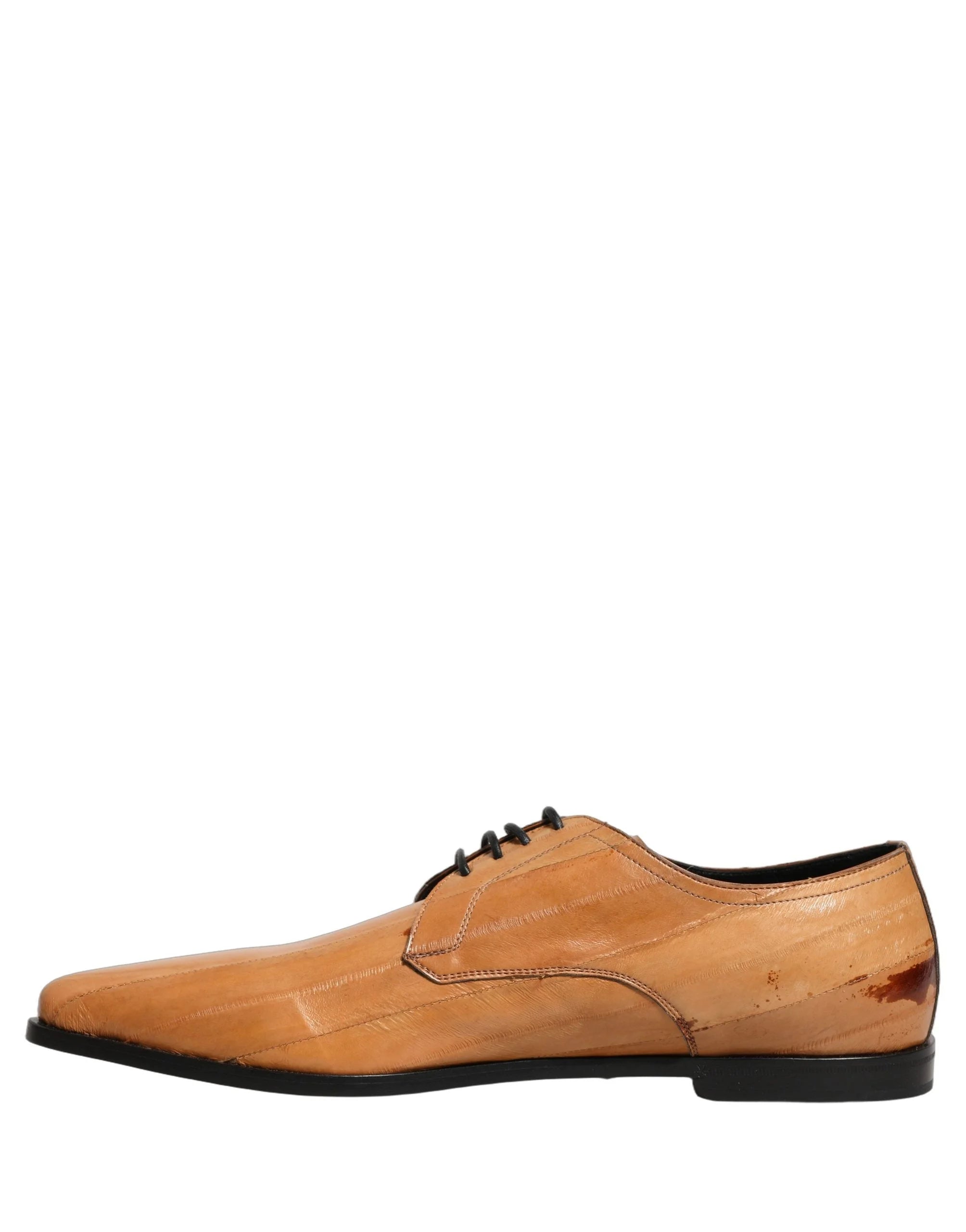 Dolce & Gabbana Brown Leather Lace Up Men Derby Dress Shoes - EU44/US11