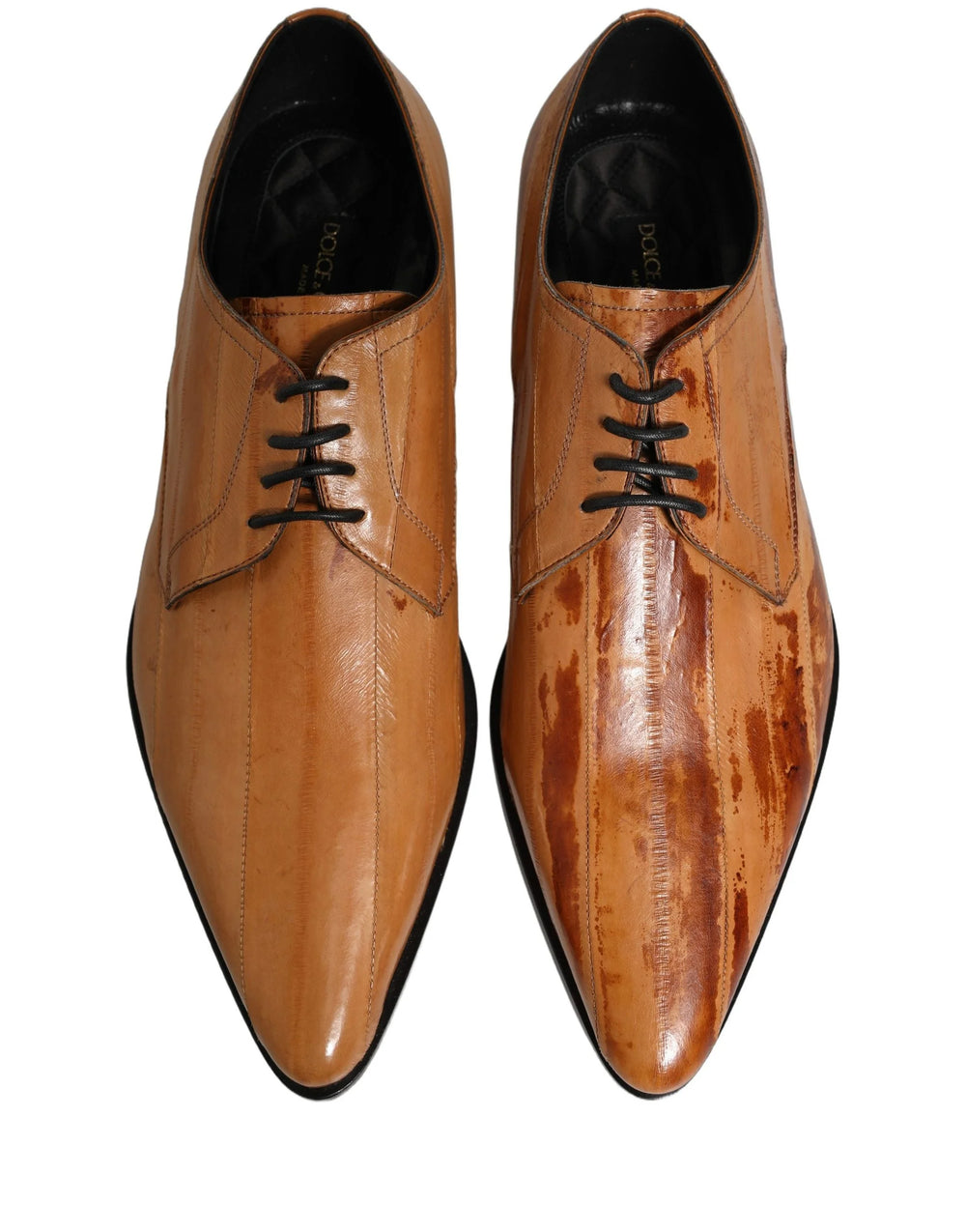 Dolce & Gabbana Brown Leather Lace Up Men Derby Dress Shoes - EU44/US11