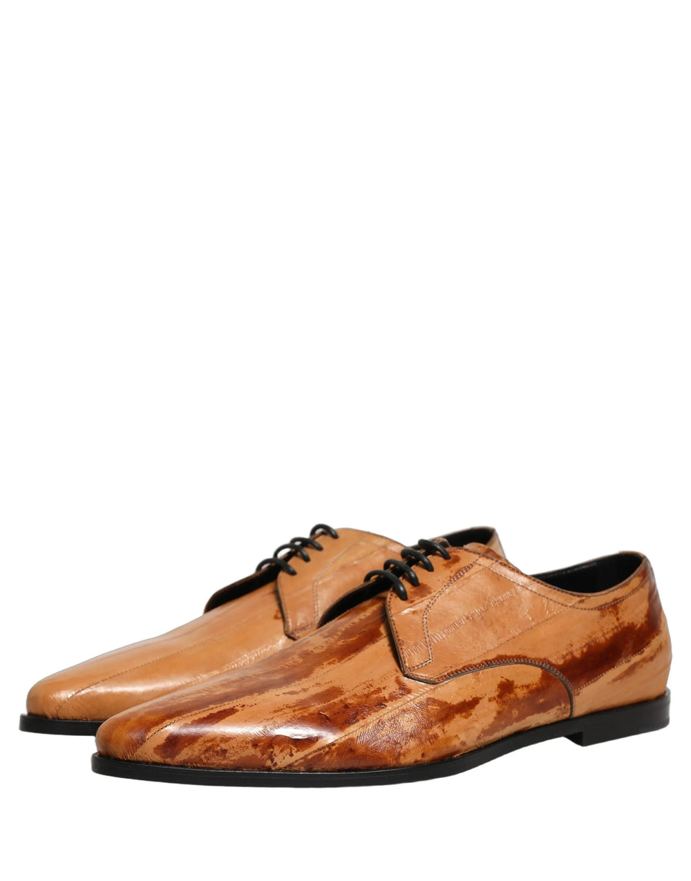 Dolce & Gabbana Brown Leather Lace Up Men Derby Dress Shoes - EU44/US11