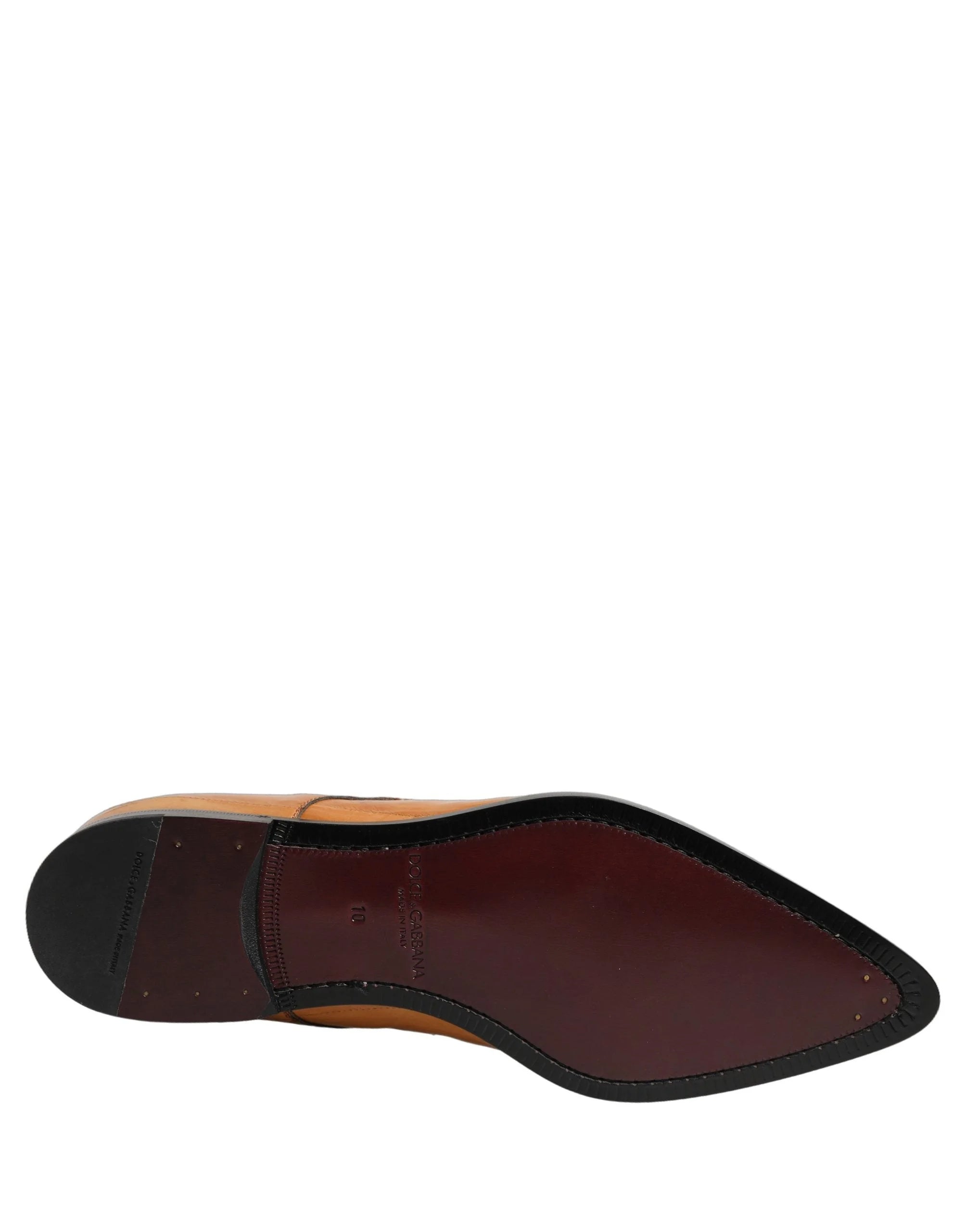 Dolce & Gabbana Brown Leather Lace Up Men Derby Dress Shoes - EU44/US11