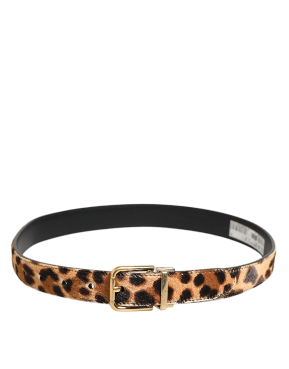 Dolce & Gabbana Brown Leather Leopard Print Metal Buckle Belt - 75 cm / 29,5 Inches - Belts