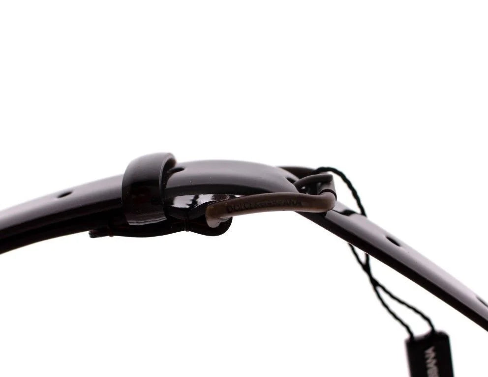 Dolce & Gabbana Brown Leather Logo Belt Cintura Belt - 90 cm / 36 Inches - Belts