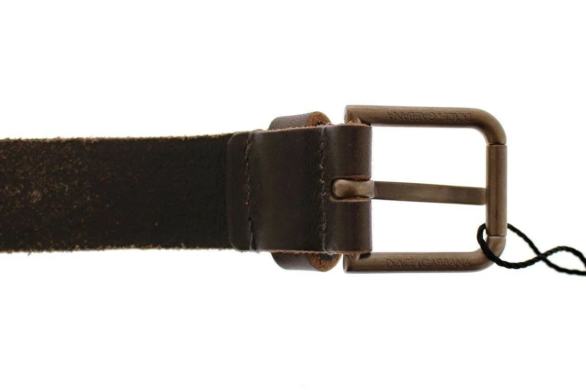 Dolce & Gabbana Brown Leather Logo Cintura Gürtel Belt - 95 cm / 38 Inches - Belts