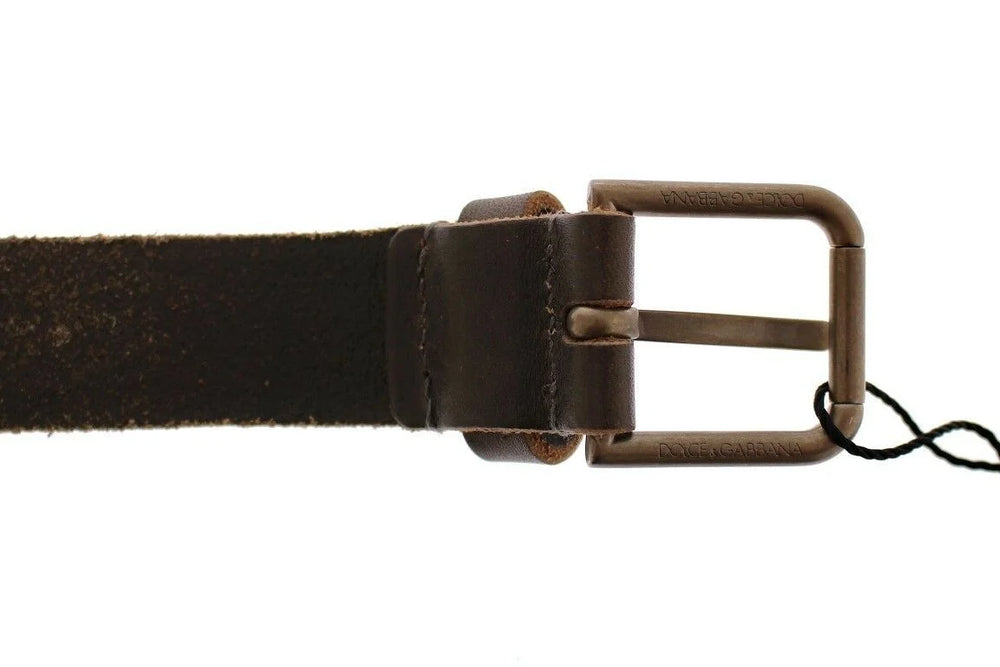 Dolce & Gabbana Brown Leather Logo Cintura Gürtel Belt - 95 cm / 38 Inches - Belts