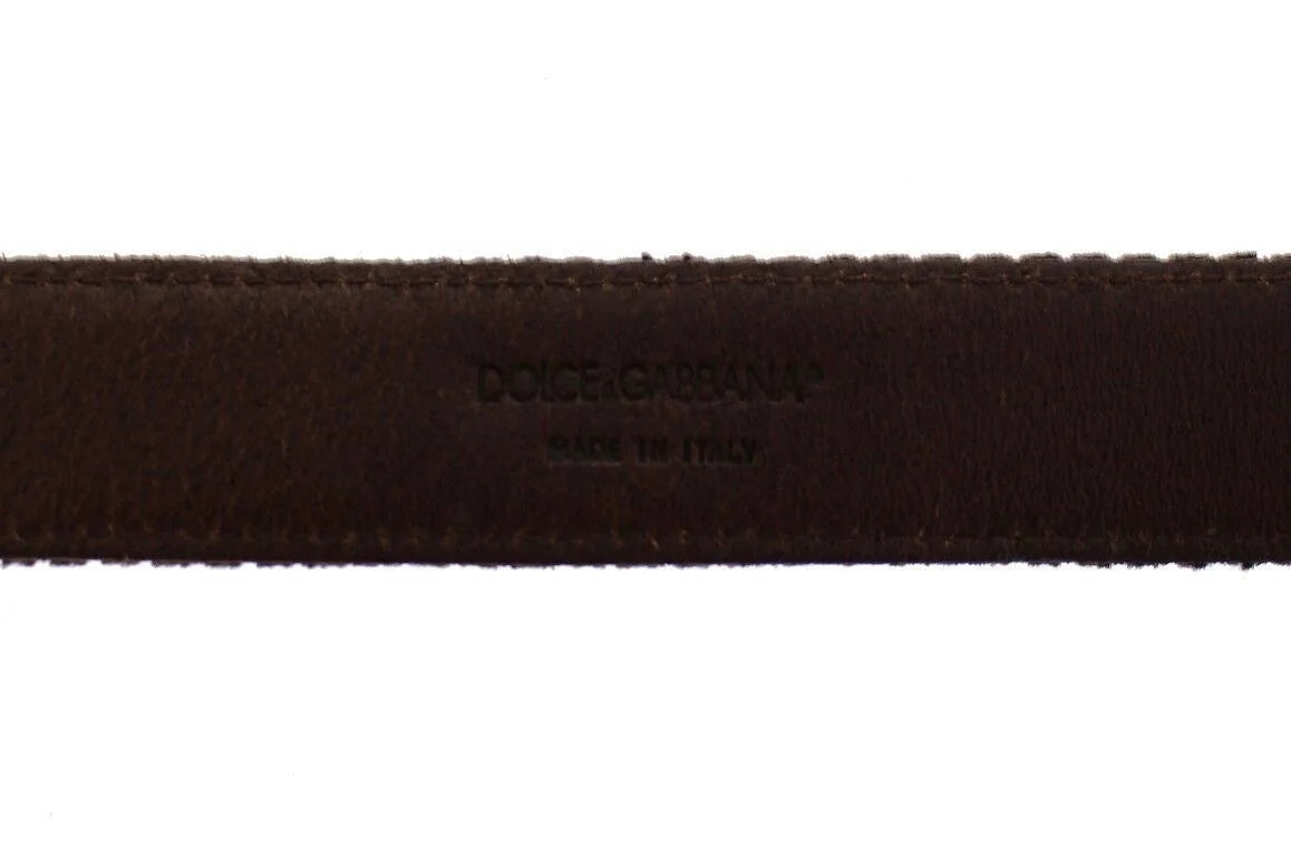 Dolce & Gabbana Brown Leather Logo Cintura Gürtel Belt - 95 cm / 38 Inches - Belts
