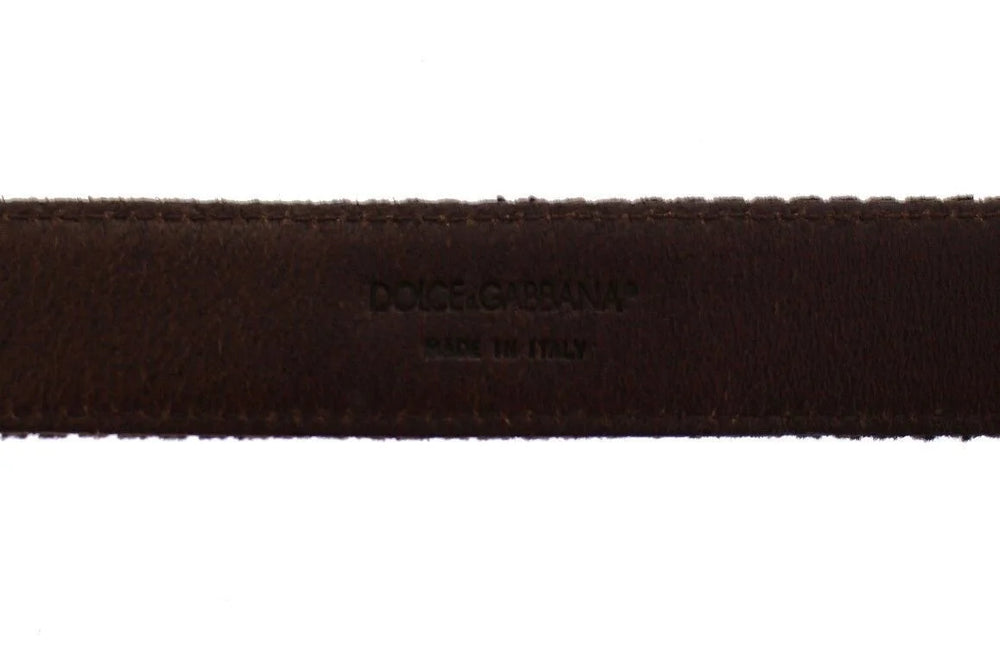 Dolce & Gabbana Brown Leather Logo Cintura Gürtel Belt - 95 cm / 38 Inches - Belts