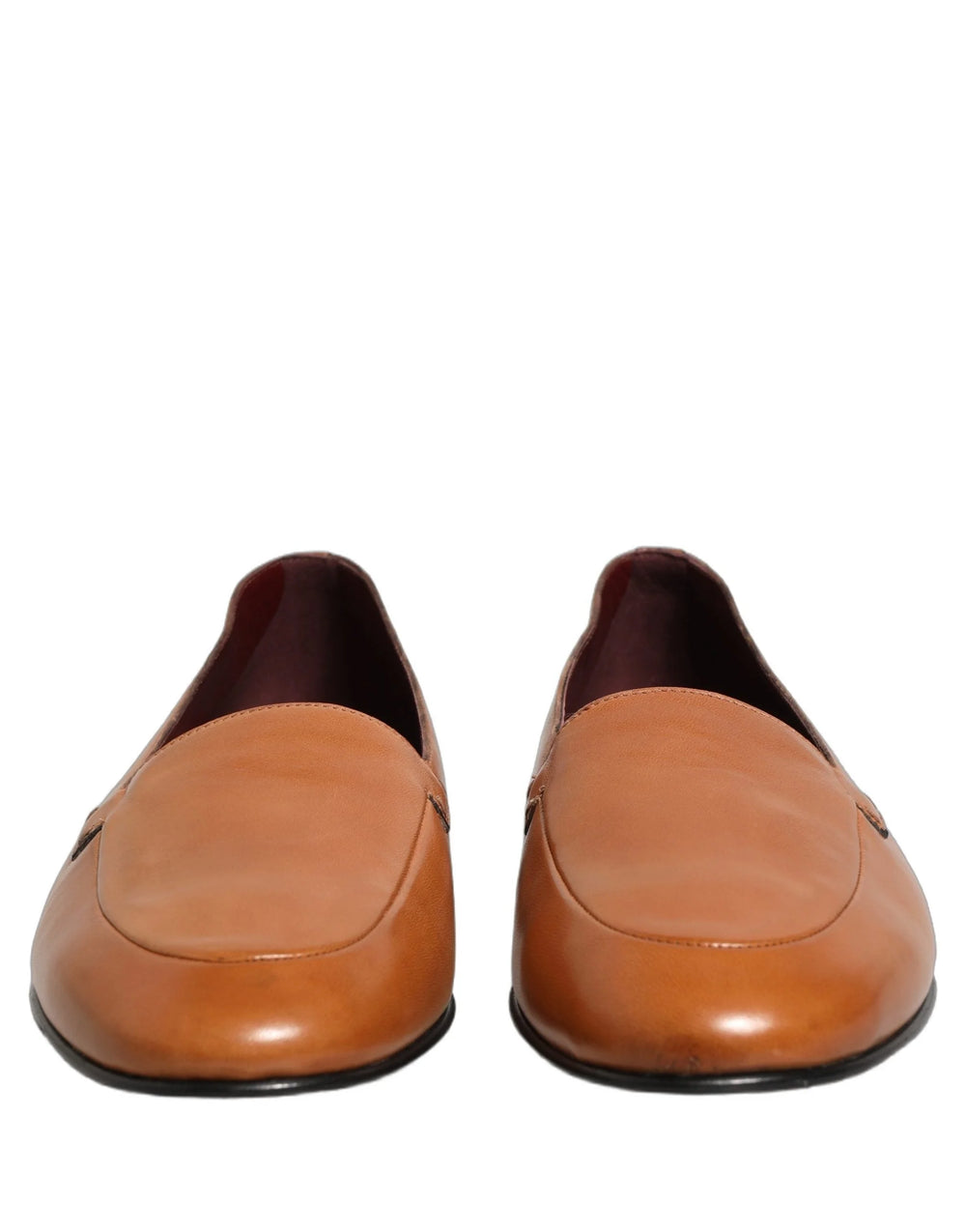 Dolce & Gabbana Brown Leather Logo Slip On Men Loafers Shoes - EU44/US11