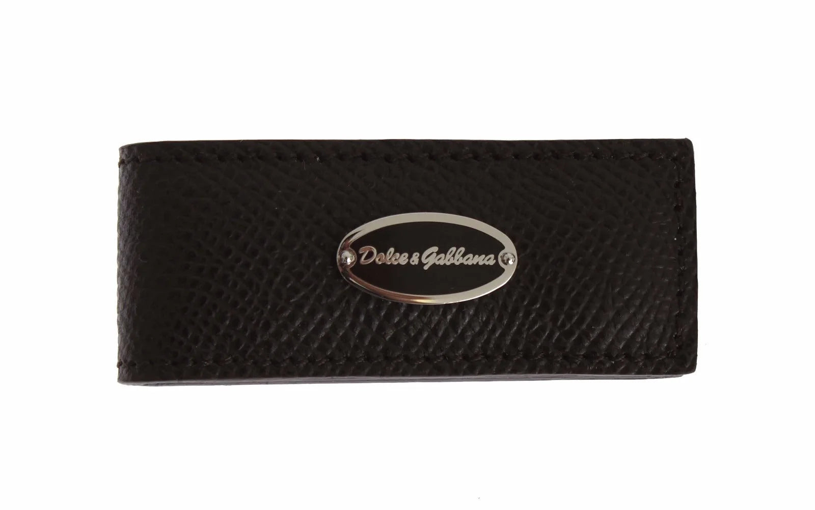 Dolce & Gabbana Brown Leather Magnet Mens Money Bar Clasp Money Cash Clip
