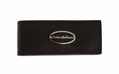 Dolce & Gabbana Brown Leather Magnet Mens Money Bar Clasp Money Cash Clip