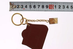 Dolce & Gabbana Brown Leather Miss SICILY Gold Finder Chain Keychain - Keychains