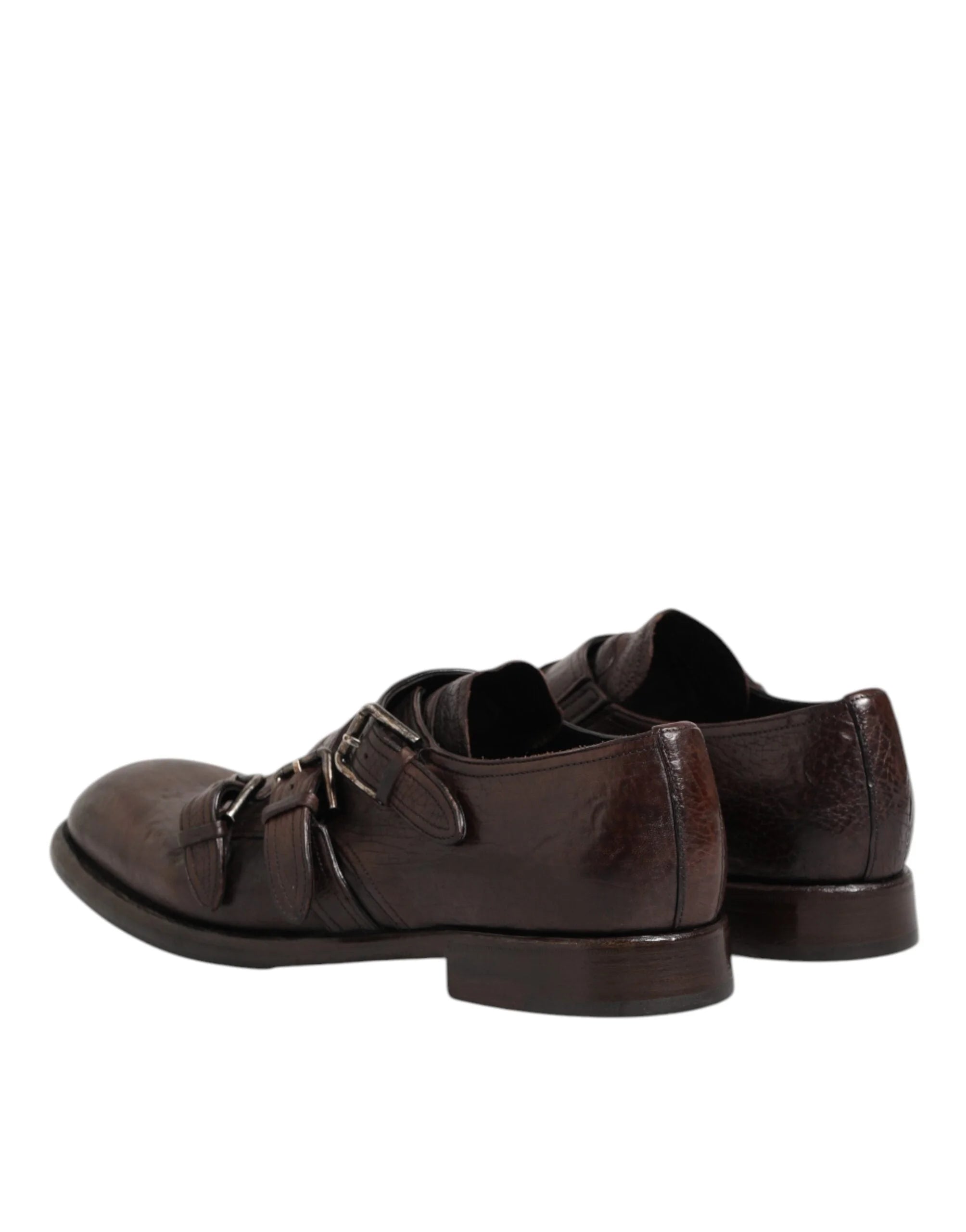 Dolce & Gabbana Brown Leather Monk Strap Formal Derby Shoes - Shoes