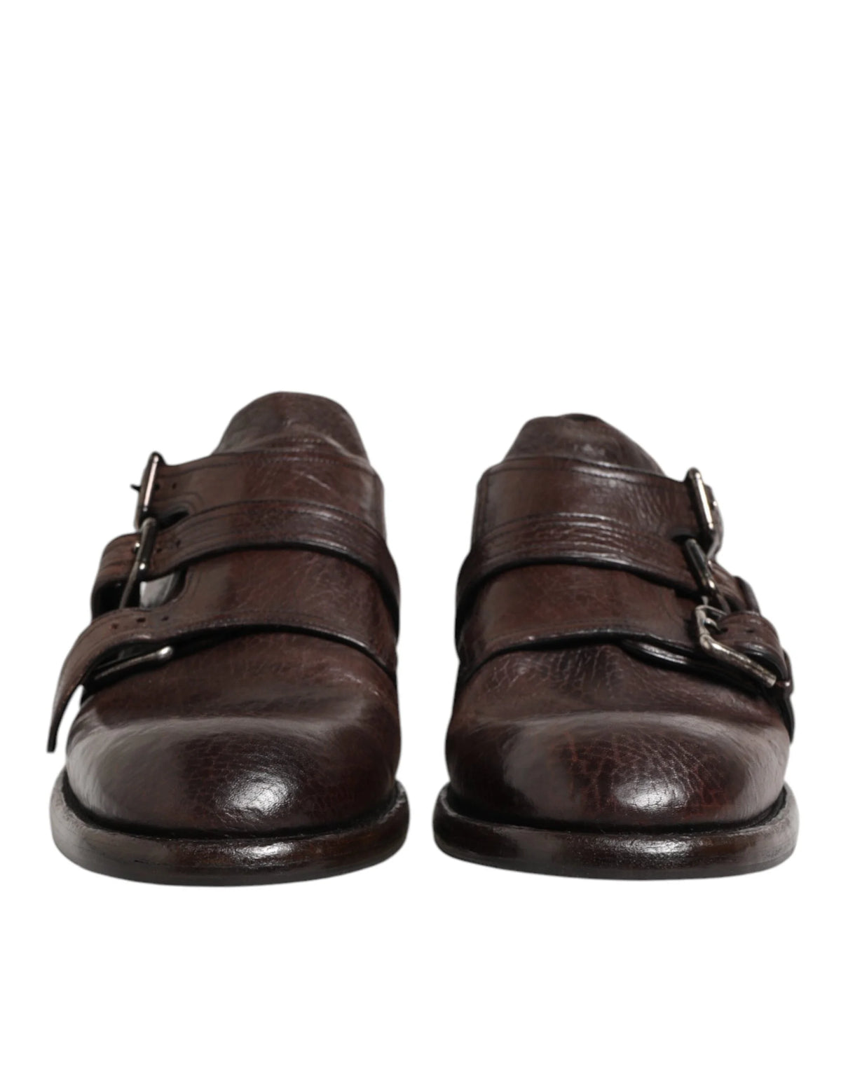 أحذية Dolce & Gabbana بنية جلدية رسمية من نوع Derby مع حزام Monk