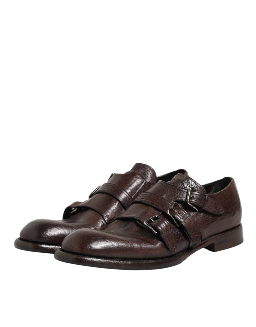 Dolce & Gabbana Brown Leather Monk Strap Formal Derby Shoes - Shoes