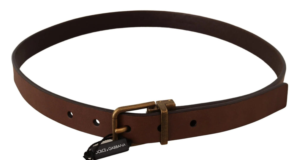 Dolce & Gabbana Brown Leather Rustic Buckle Cintura Belt - 85 cm / 34 Inches - Belts