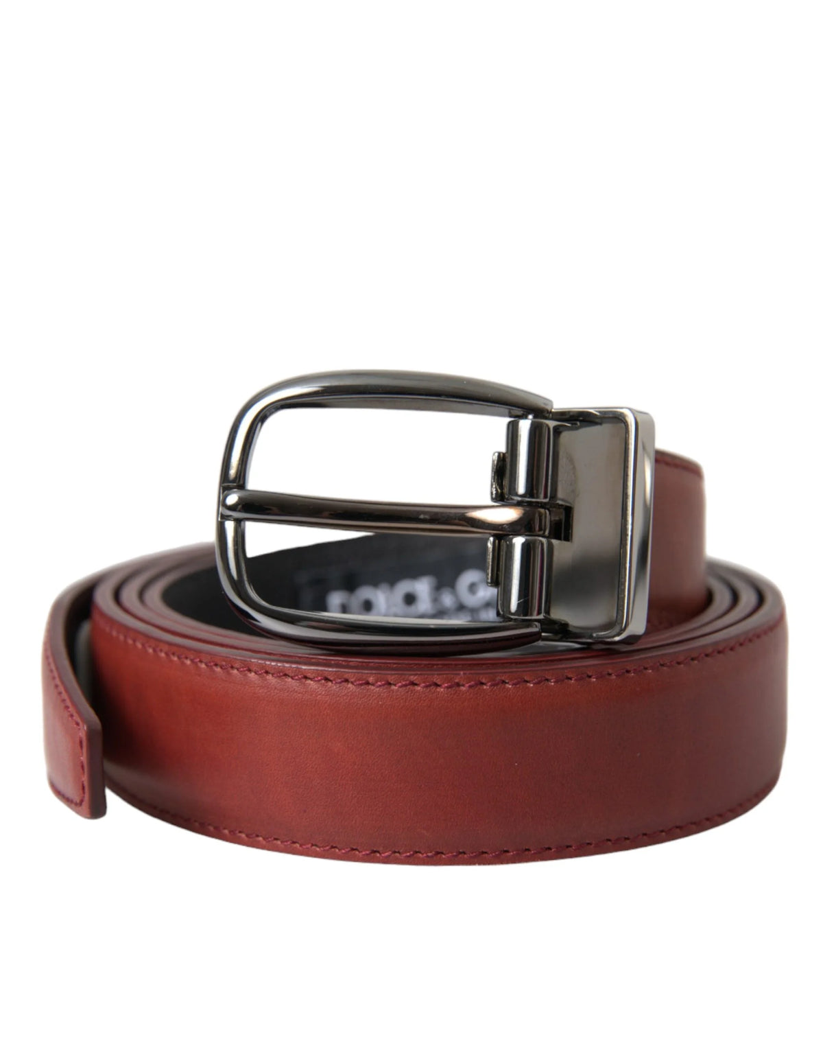 Dolce & Gabbana Brown Leather Silver Metal Buckle Belt Men - 95 cm / 38 Inches - Belts
