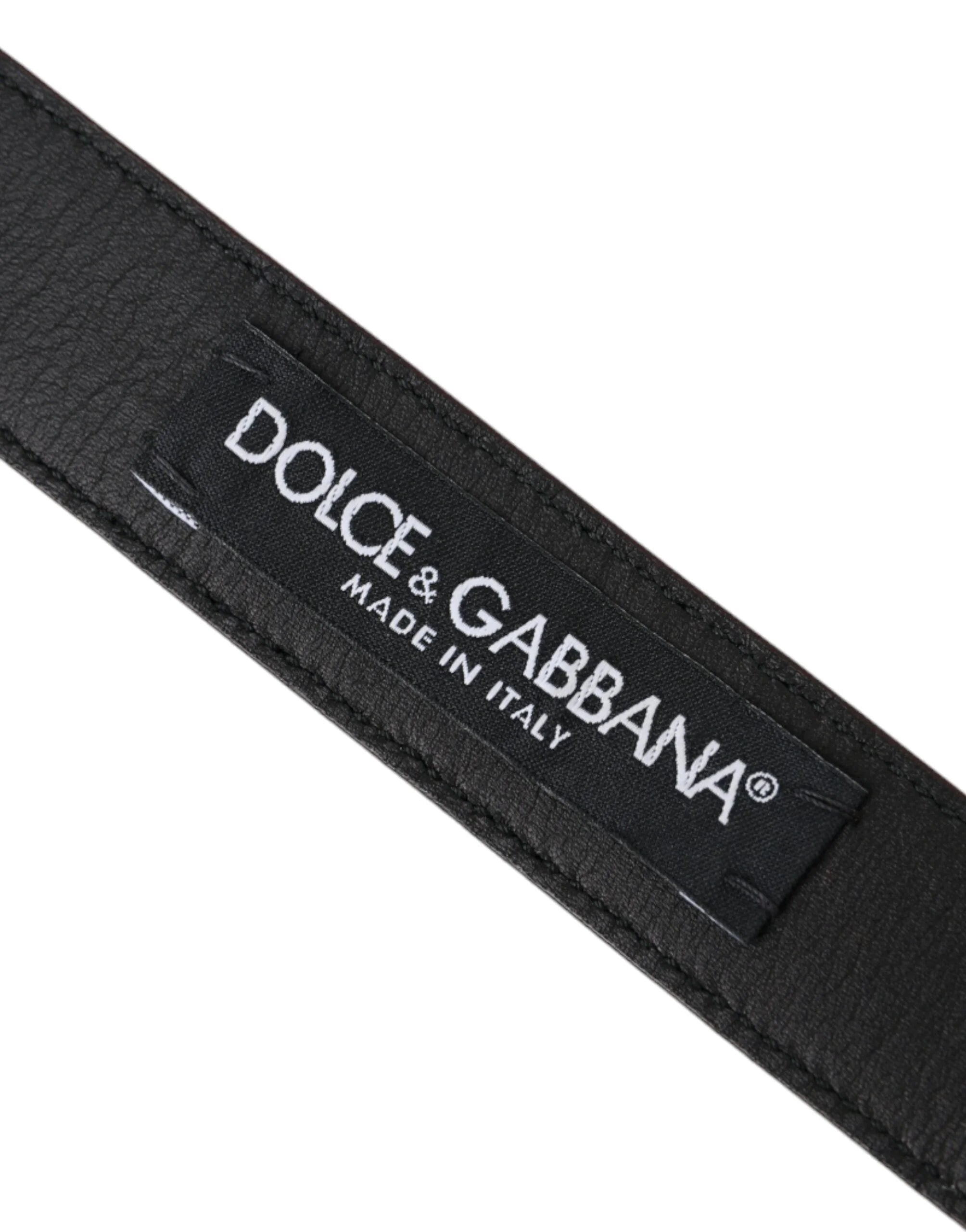 Dolce & Gabbana Brown Leather Silver Metal Buckle Belt Men - 95 cm / 38 Inches - Belts