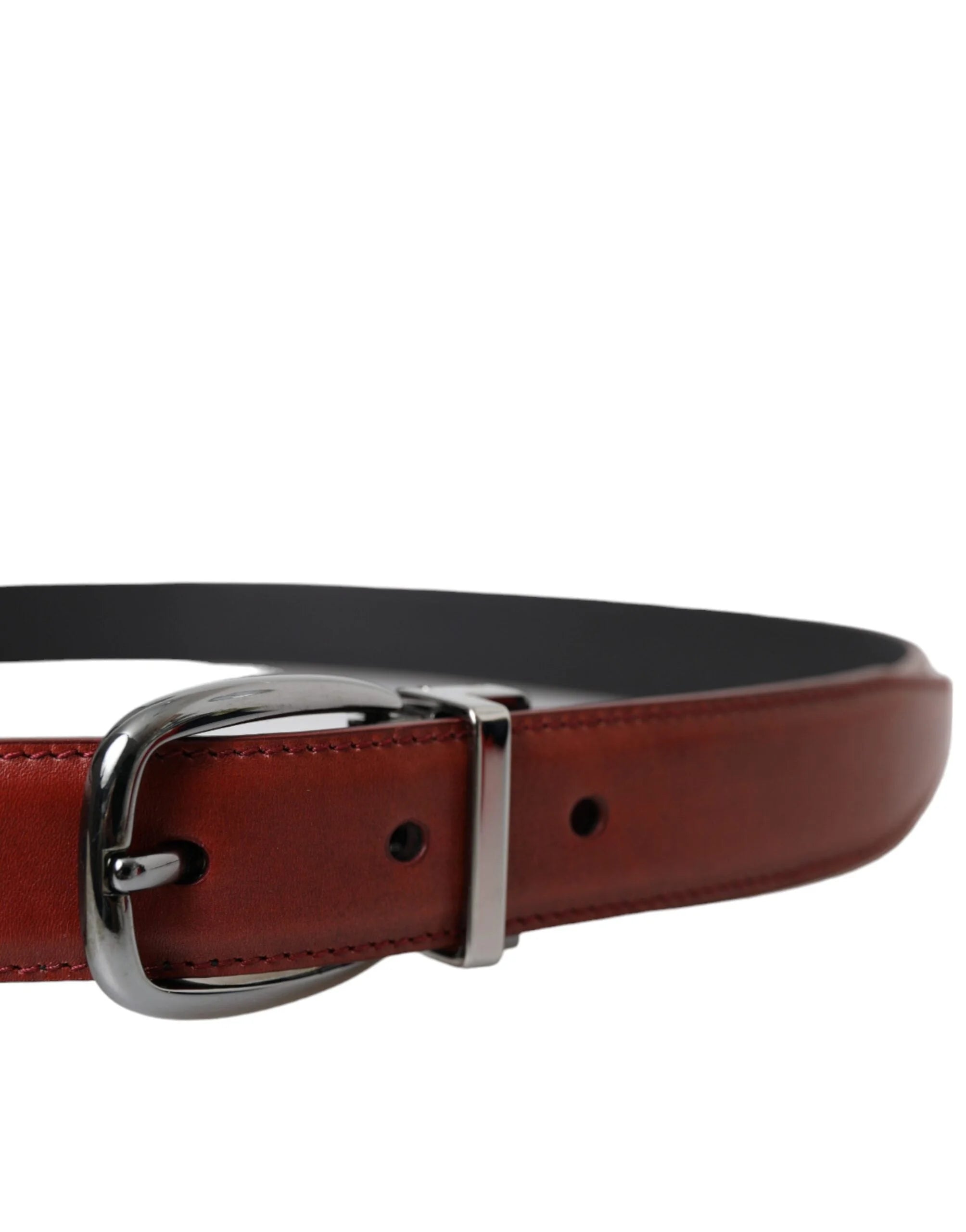 Dolce & Gabbana Brown Leather Silver Metal Buckle Belt Men - 95 cm / 38 Inches - Belts