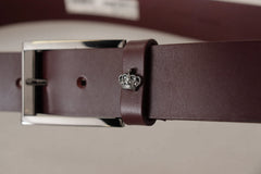 Dolce & Gabbana Brown Leather Silver Metal Crown Buckle Belt - 90 cm / 36 Inches - Belts