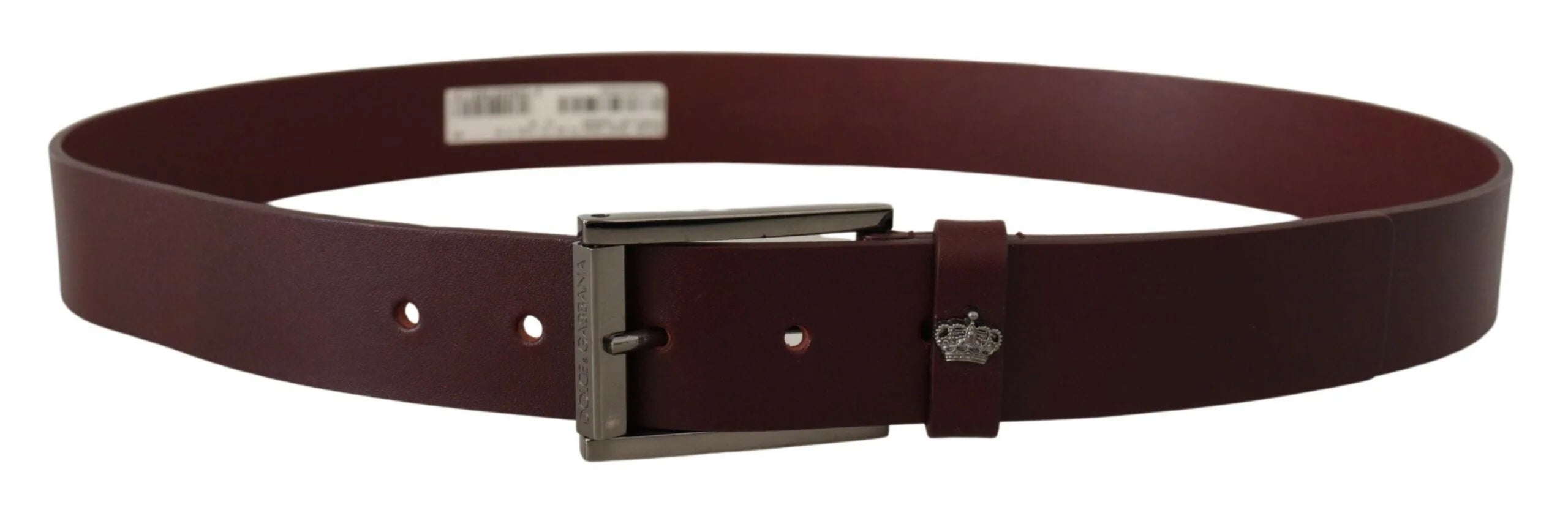 Dolce & Gabbana Brown Leather Silver Metal Crown Buckle Belt - 90 cm / 36 Inches - Belts