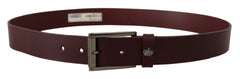 Dolce & Gabbana Brown Leather Silver Metal Crown Buckle Belt - 90 cm / 36 Inches - Belts