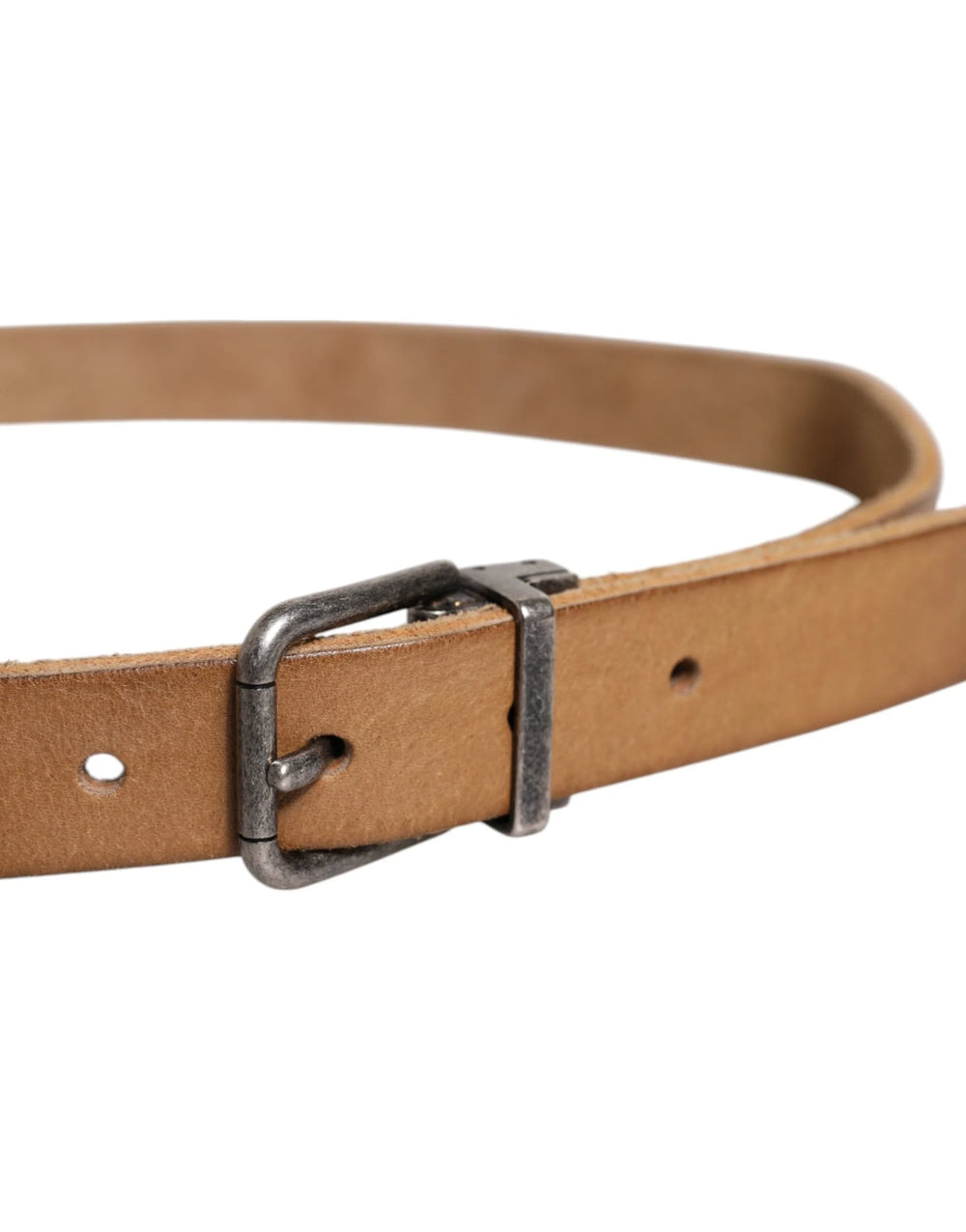 Dolce & Gabbana Brown Leather Silver Tone Metal Buckle Belt - 90 cm / 36 Inches - Belts