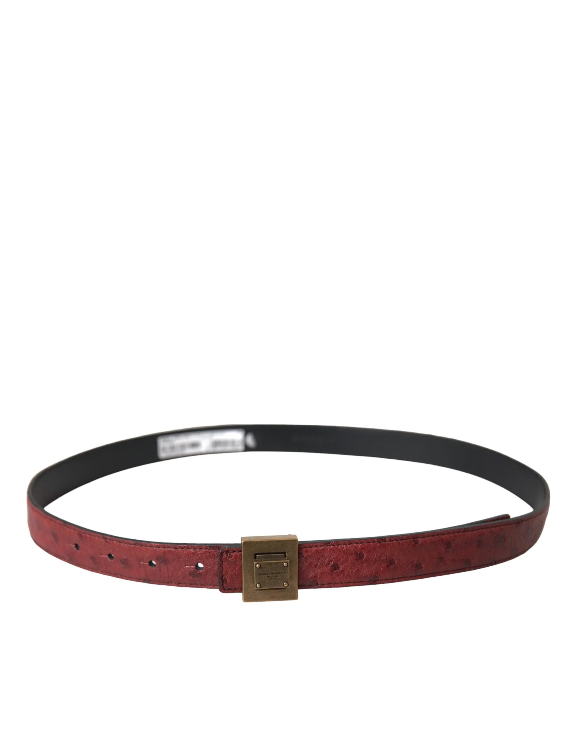 Dolce & Gabbana Brown Leather Square Metal Buckle Belt - 85 cm / 34 Inches - Belts