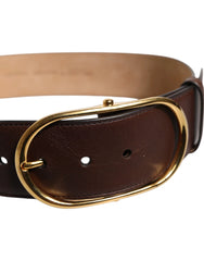 Dolce & Gabbana Brown Leather Waist Gold Metal Buckle Belt - 70 cm / 28 Inches - Belts