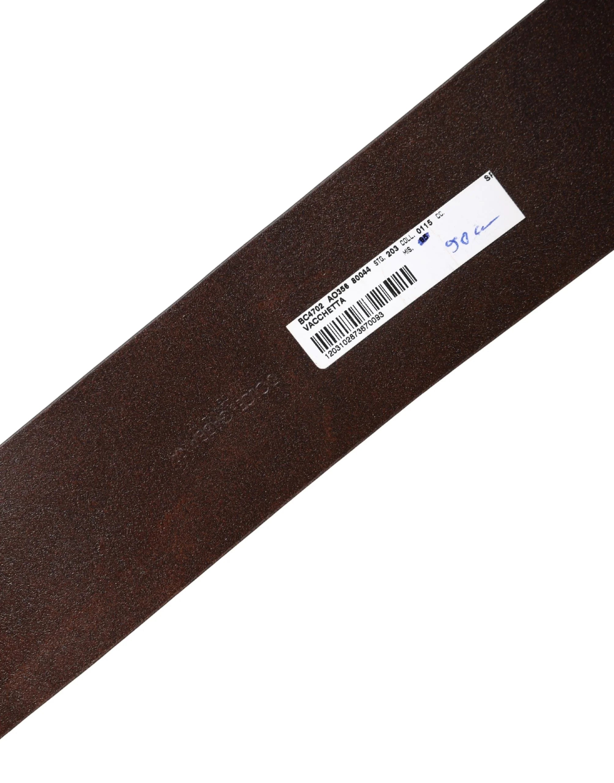 Dolce & Gabbana Brown Leather Wide Waist Metal Round Belt - 90 cm / 36 Inches