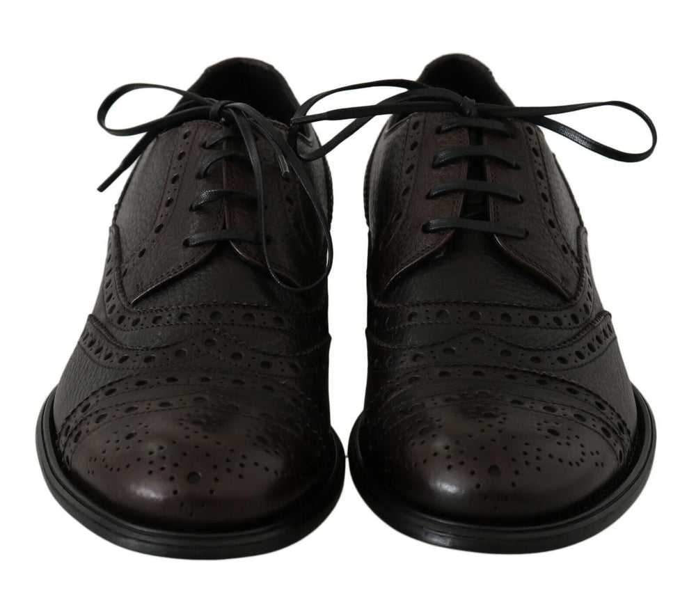 Dolce & Gabbana Brown Leather Wingtip Derby Formal Shoes - EU39/US6 - Shoes
