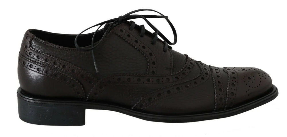 Dolce & Gabbana Brown Leather Wingtip Derby Formal Shoes - EU39/US6 - Shoes