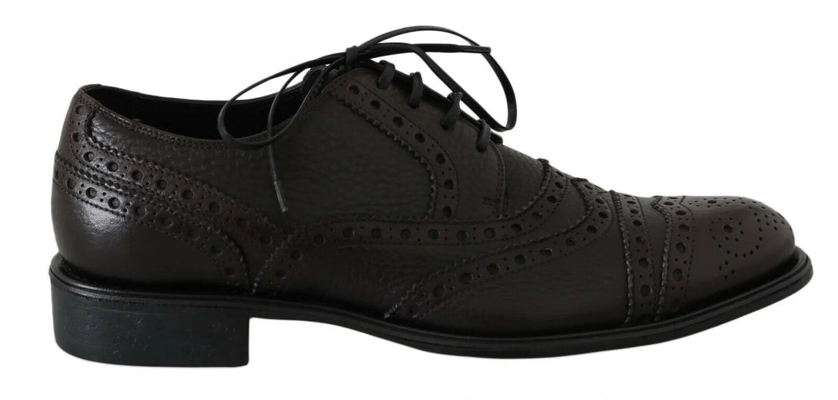 Dolce & Gabbana Brown Leather Wingtip Derby Formal Shoes - EU39/US6 - Shoes