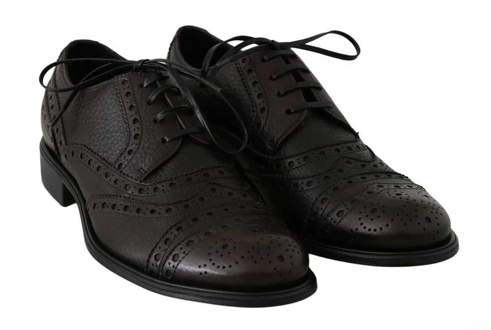 Dolce & Gabbana Brown Leather Wingtip Derby Formal Shoes - EU39/US6 - Shoes